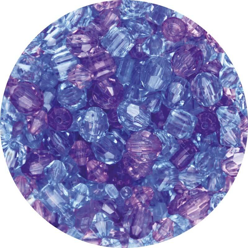 Acrylkralen mix ca. 400 stuks, blauw-lila