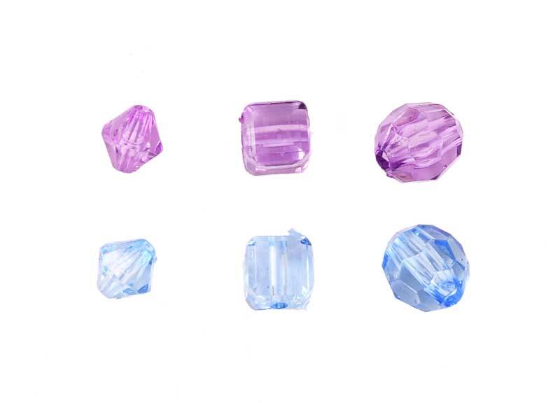 Mélange perles acryliques - env 400 pcs, bleu-lila