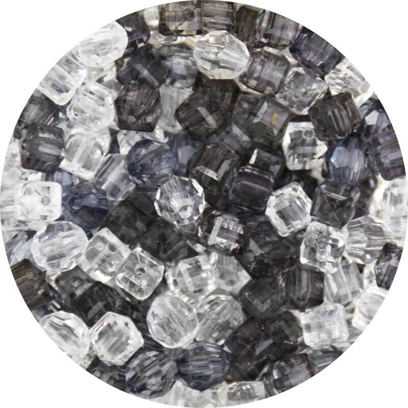 Acrylkralen mix ca. 400 stuks, zwart-transparant
