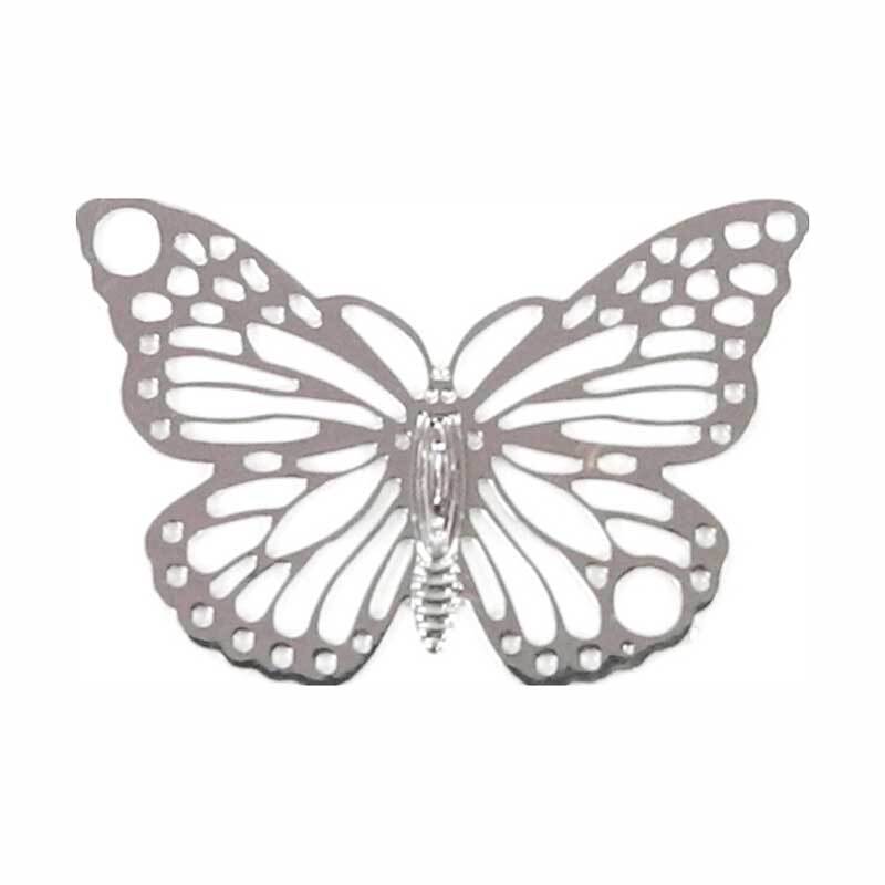 Anhänger Schmetterling - 19 x 13 mm, silberfarbig