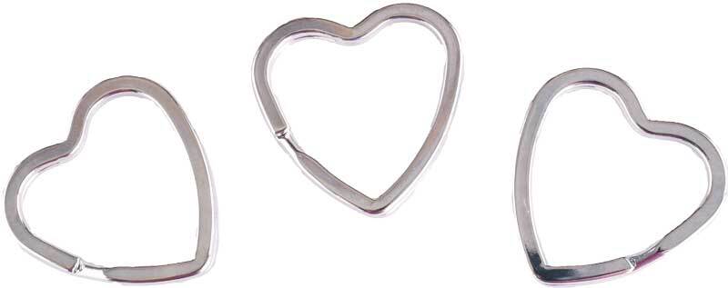 Sleutelringen hart - 10 st./pak, Ø 35 mm, zilverkl
