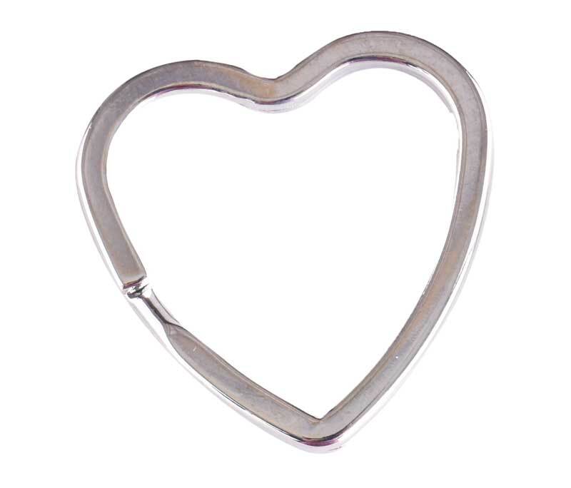 Sleutelringen hart - 10 st./pak, &#xD8; 35 mm, zilverkl