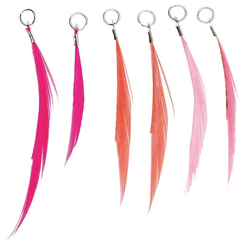 Set pendentifs Plumes - 6 pces, tons n&#xE9;on pink