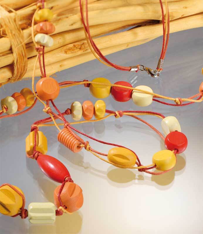 Perles formes en bois - 20 pces, jaune-orange-roug