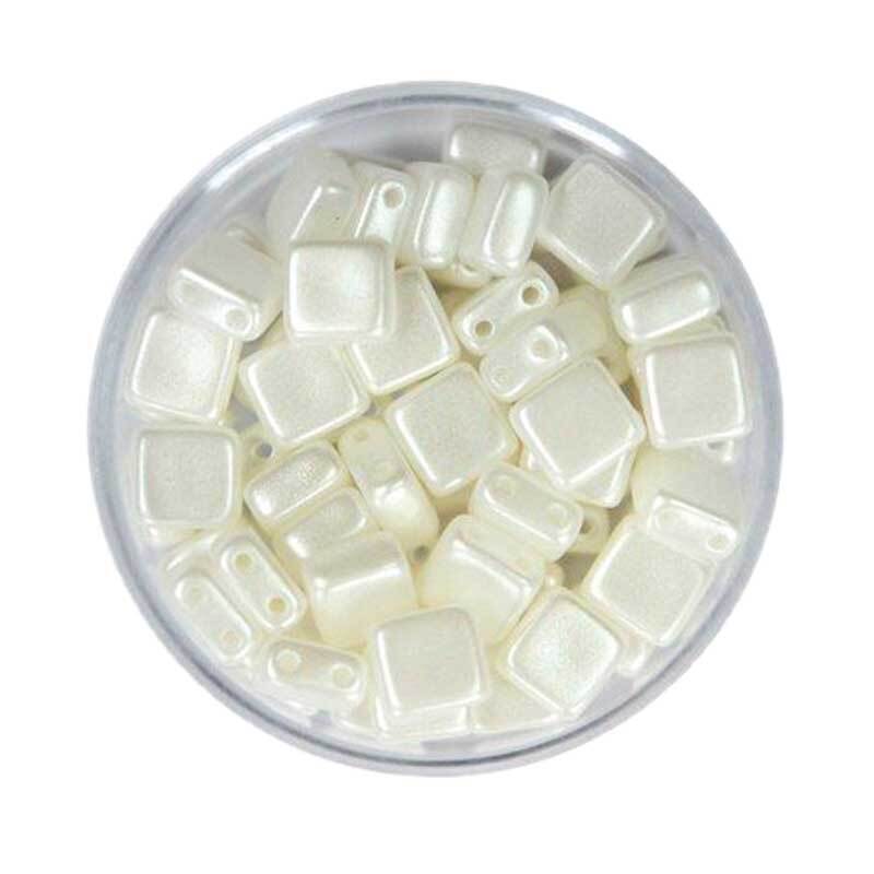Perles de verre "Square" - 6 mm, blanc
