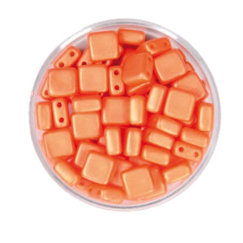 Perles de verre &quot;Square&quot; - 6 mm, orange
