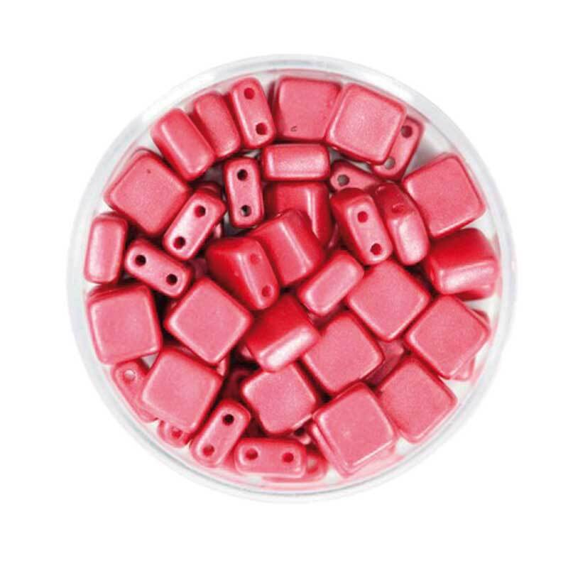 Perles de verre "Square" - 6 mm, rouge