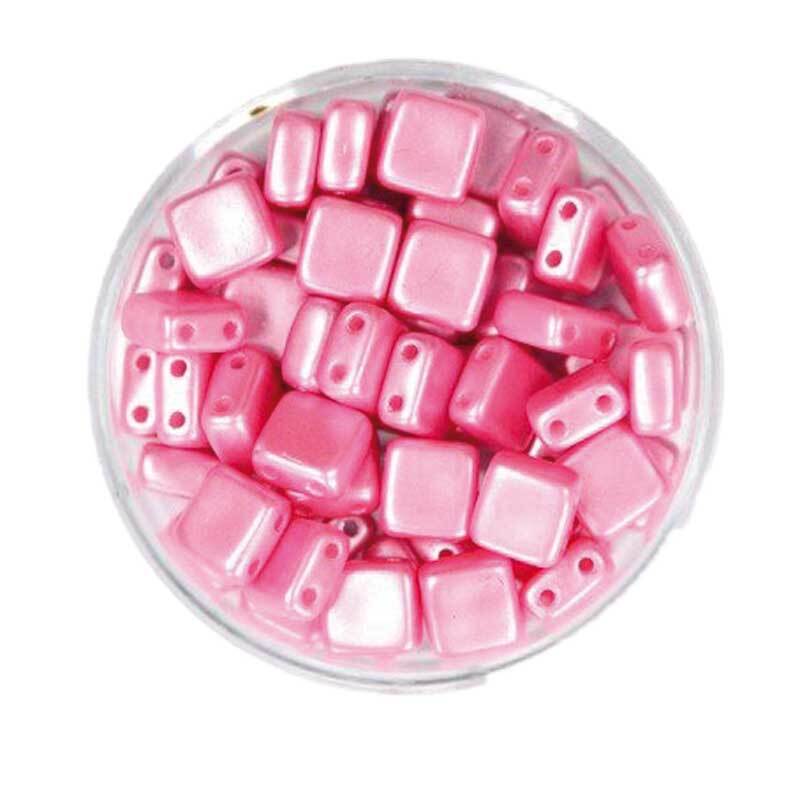 Glazen kralen "Square" - 6 mm, roze