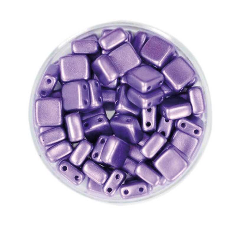 Perles de verre "Square" - 6 mm, lilas