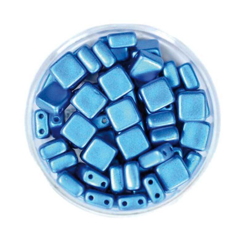 Glasperlen "Square" - 6 mm, blau