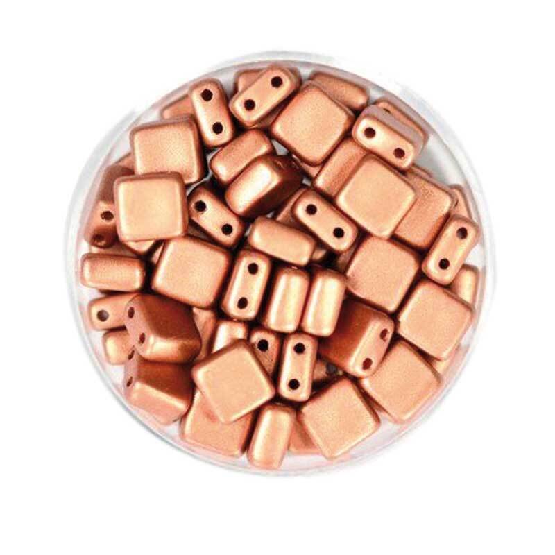 Perles de verre "Square" - 6 mm, cuivre