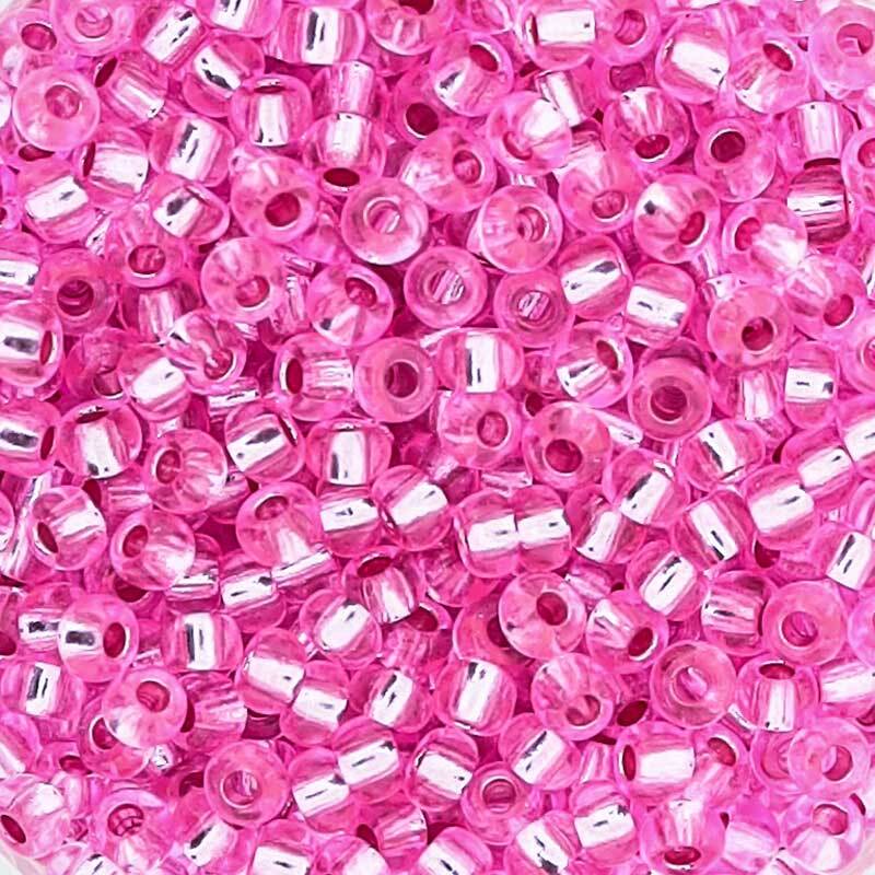 Rocailles zilveren inzet Ø 2,6 mm, roze