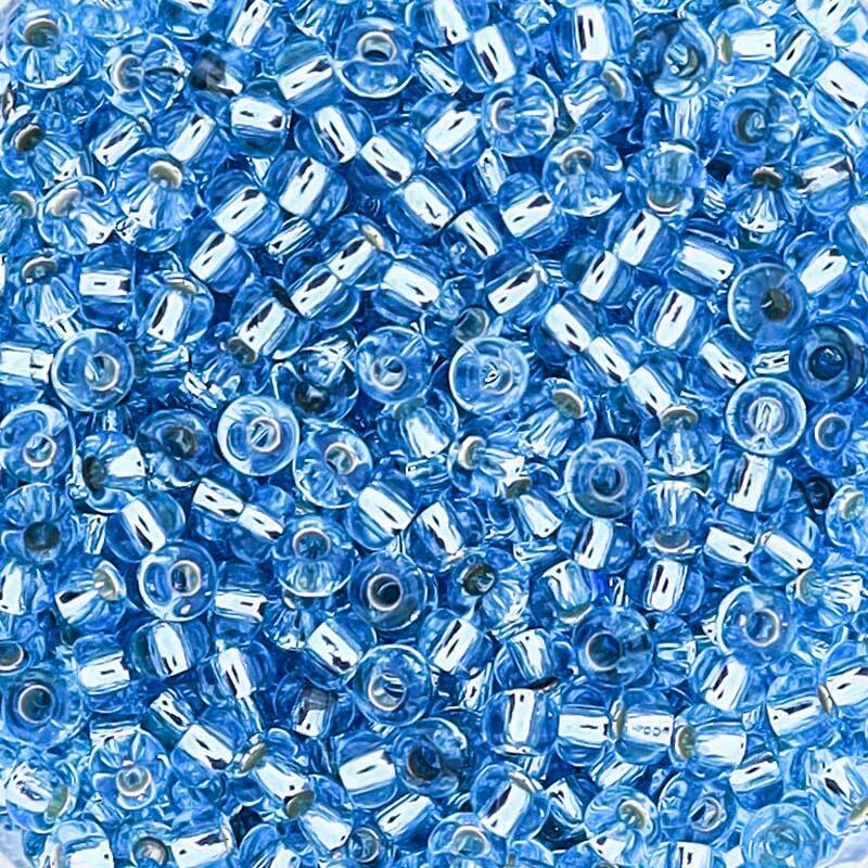 Rocailles avec insert argent - Ø 2,6 mm, bleu