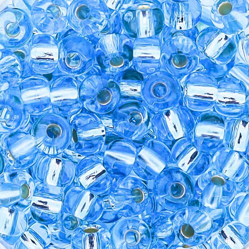 Rocailles zilveren inzet &#xD8; 4,5 mm, blauw