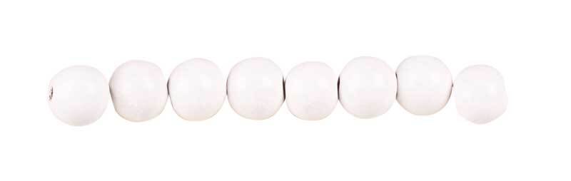 Perles en bois &#xD8; 12 mm - 35 pces, blanc