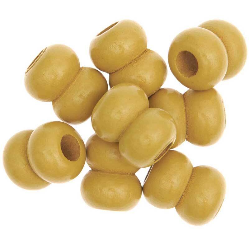 Perles macramé - bouton, jaune