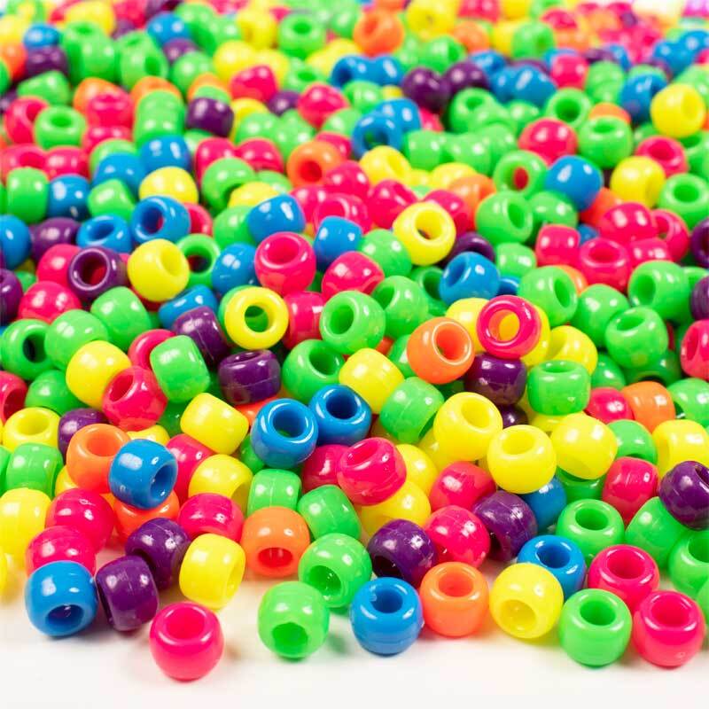 Perles en plastique kongo, néon, 1000 pièces