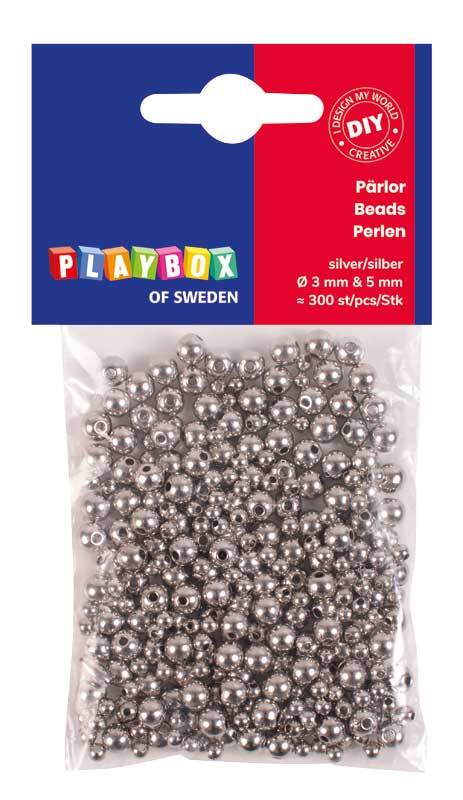 Perles en plastique - argent, &#xD8; 3 &#x2B; &#xD8; 5 mm