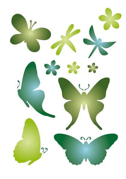 Pochoir - A5, Papillons et Fleurs
