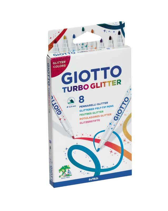 Giotto viltstiften - glitter, 8 stuks