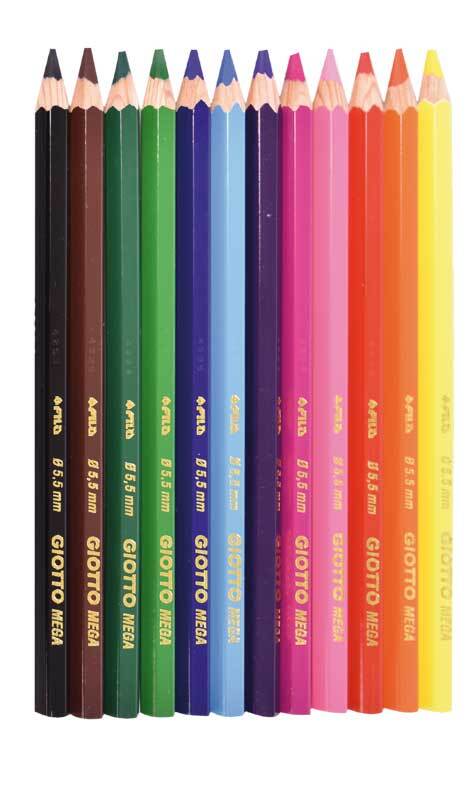 Crayons de couleurs Giotto Mega, 12 pces