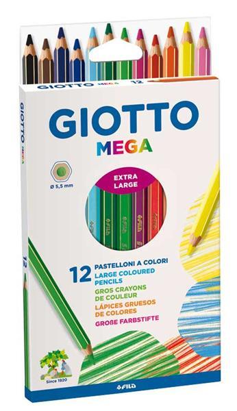 Crayons de couleurs Giotto Mega, 12 pces