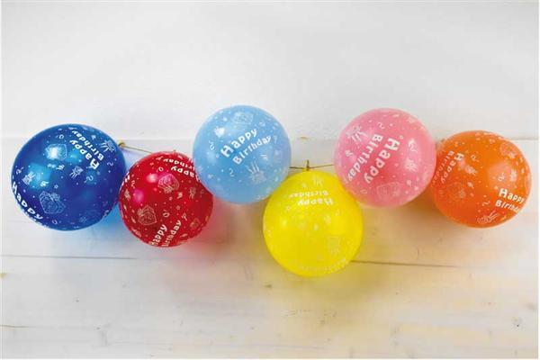 Luchtballonnen Happy Birthday, 6 stuks
