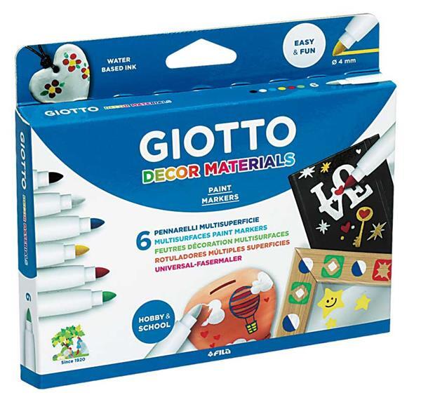 Giotto Decor Materials Marker, 6 stuks