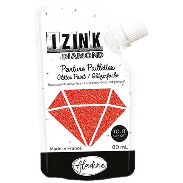 IZINK Diamond peinture pailletée - 80 ml, rouge d