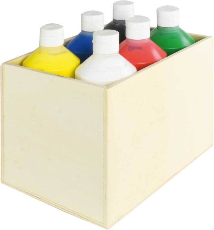 Aduis Sparpaket - 6 Fingerfarben mit Holzbox