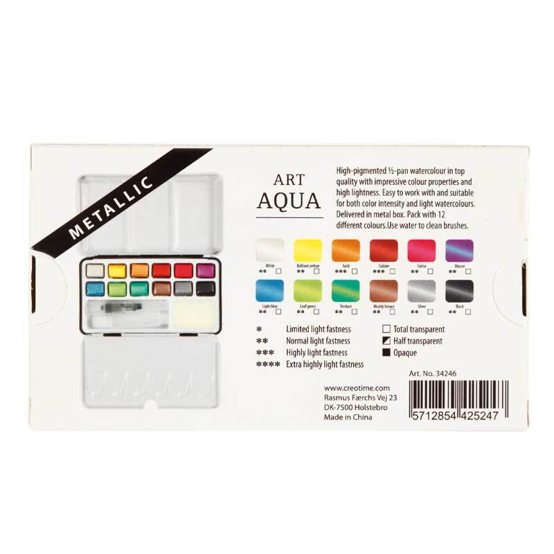 Art Aqua Aquarellfarben - 12 Farben, Metallic