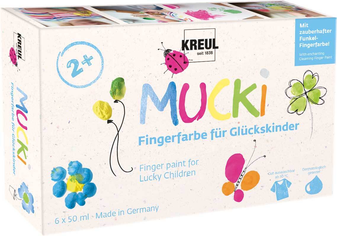 MUCKI Fingerfarben Set Gl&#xFC;ckskinder - 6 x 50 ml
