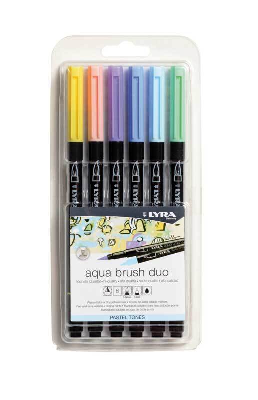 Aqua Brush Duo penseelstiften, 6 stuks, pastel