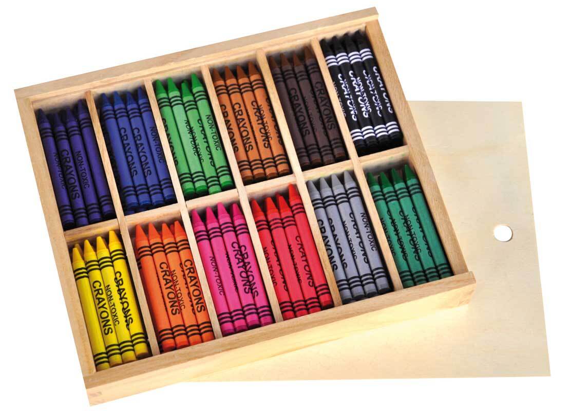 Crayons de cire XXL bo&#xEE;te en bois - 144 pcs.