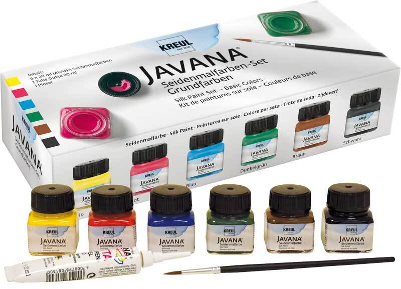 Javana - Set peinture sur soie, couleurs primaires