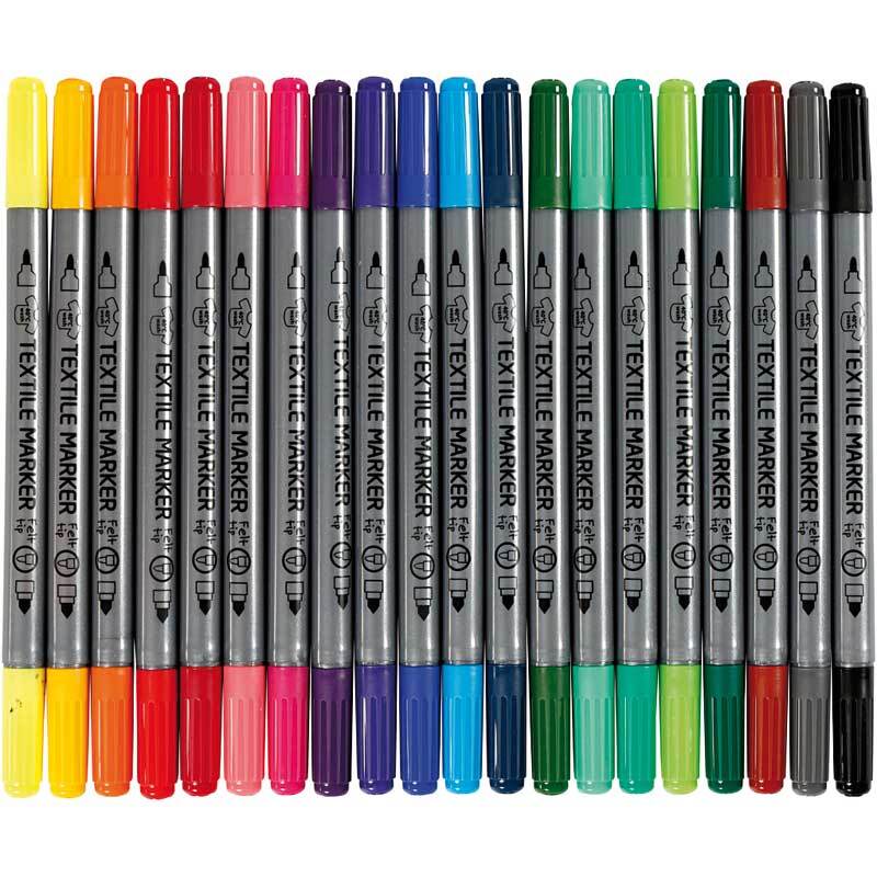 Textilmalstifte Duo - Standardfarben, 20 Stk.