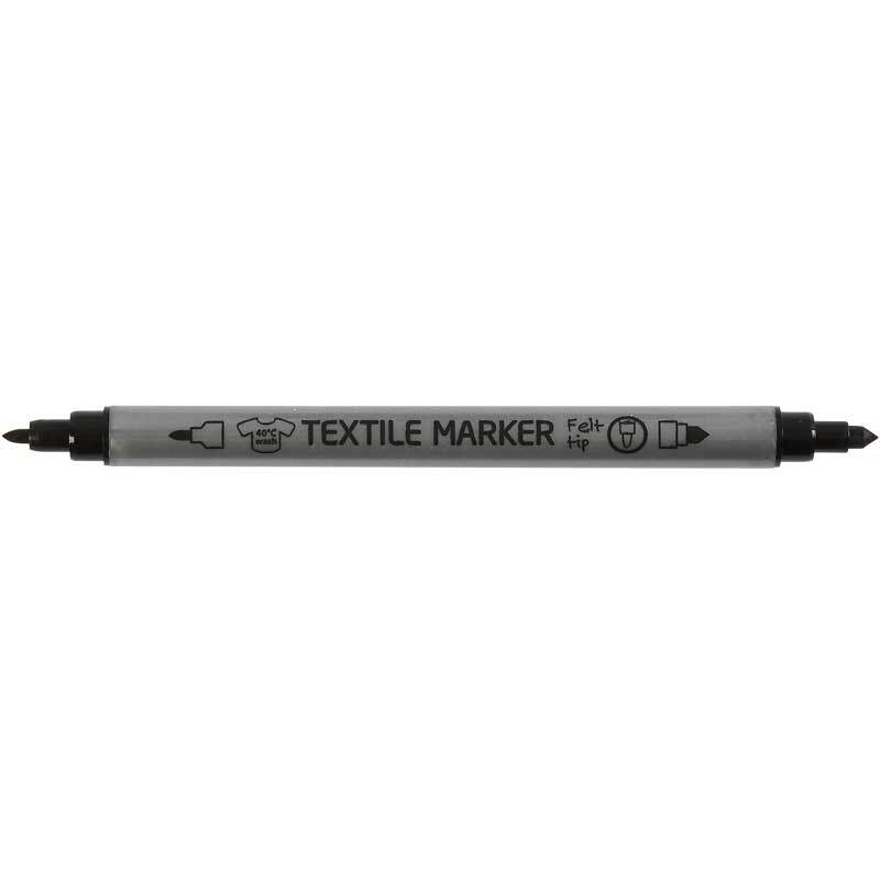 Textilmalstifte Duo - schwarz, 6 Stk.