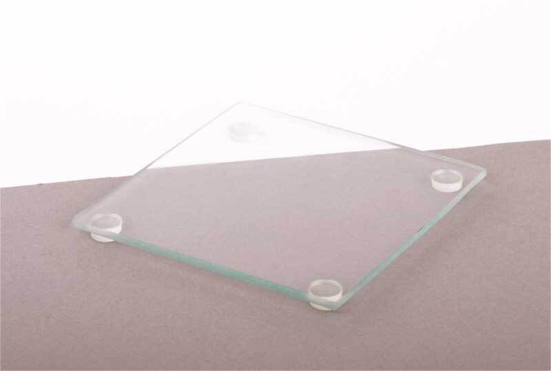 Glazen onderzetter vierkant, 9,5 x 9,5 cm