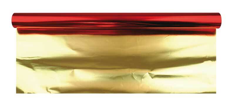 Papier métallisé - largeur 50 cm, 10 m, rouge-or