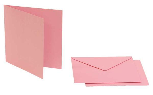 Doppelkarten quadratisch, 5er Pkg. rosa