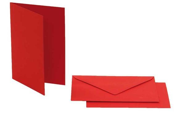 Cartes doubles rectangulaires - 5 pces, rouge vif