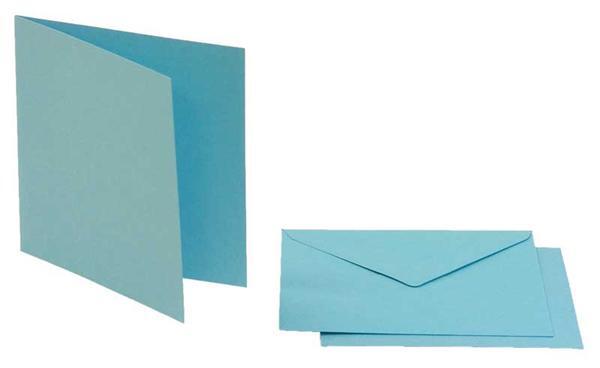 Doppelkarten quadratisch, 5er Pkg. himmelblau