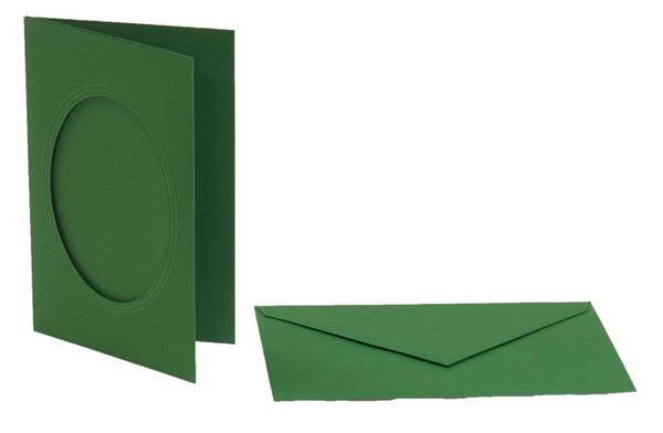 Passepartoutkarten oval, 3er Pkg. smaragdgrün