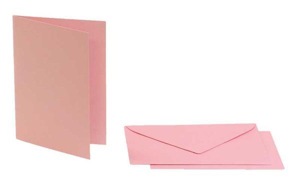 Doppelkarten rechteckig, 5er Pkg. rosa