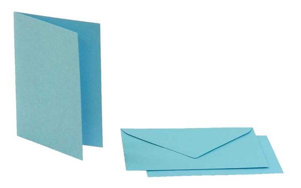Doppelkarten rechteckig, 5er Pkg. himmelblau