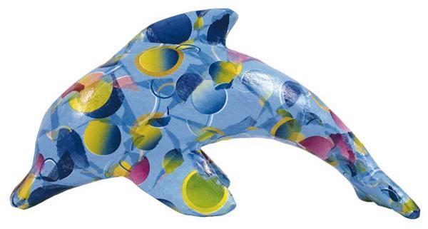 Papier-maché figuur - dolfijn, 12 x 7 cm