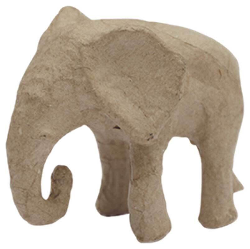 Papier-mach&#xE9; figuur - olifant, 11 x 9 x 5 cm