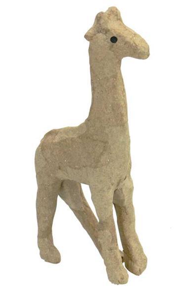 Papier-maché figuur - giraf, 16 x 8 cm