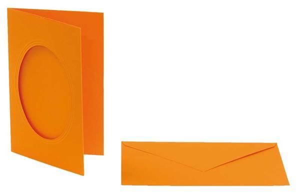 Passepartoutkarten oval, 3er Pkg.orange