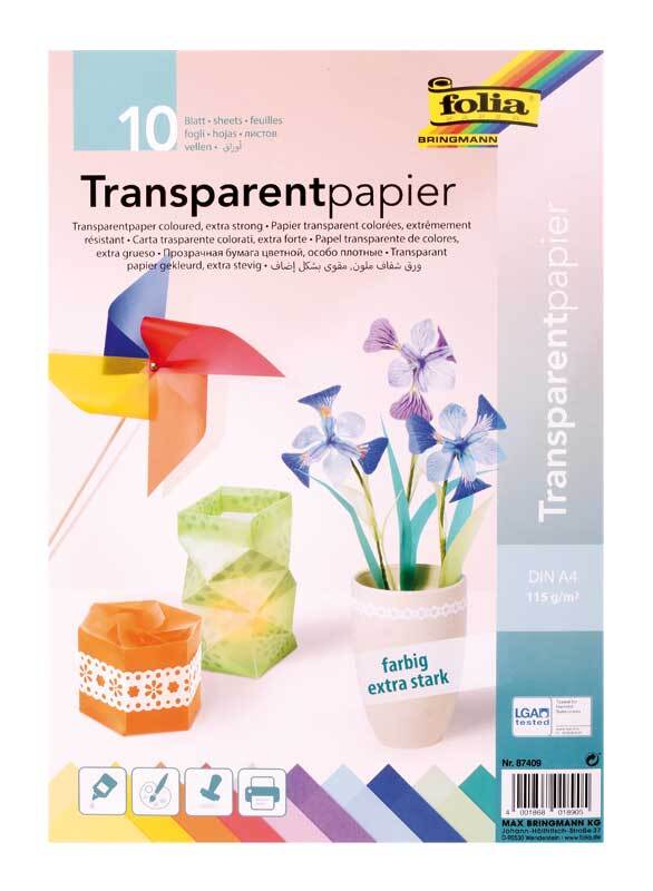 Transparant papier - A4, 10 vel, gekleurd